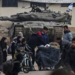 Palestinos que se dirigen hacia Rafah