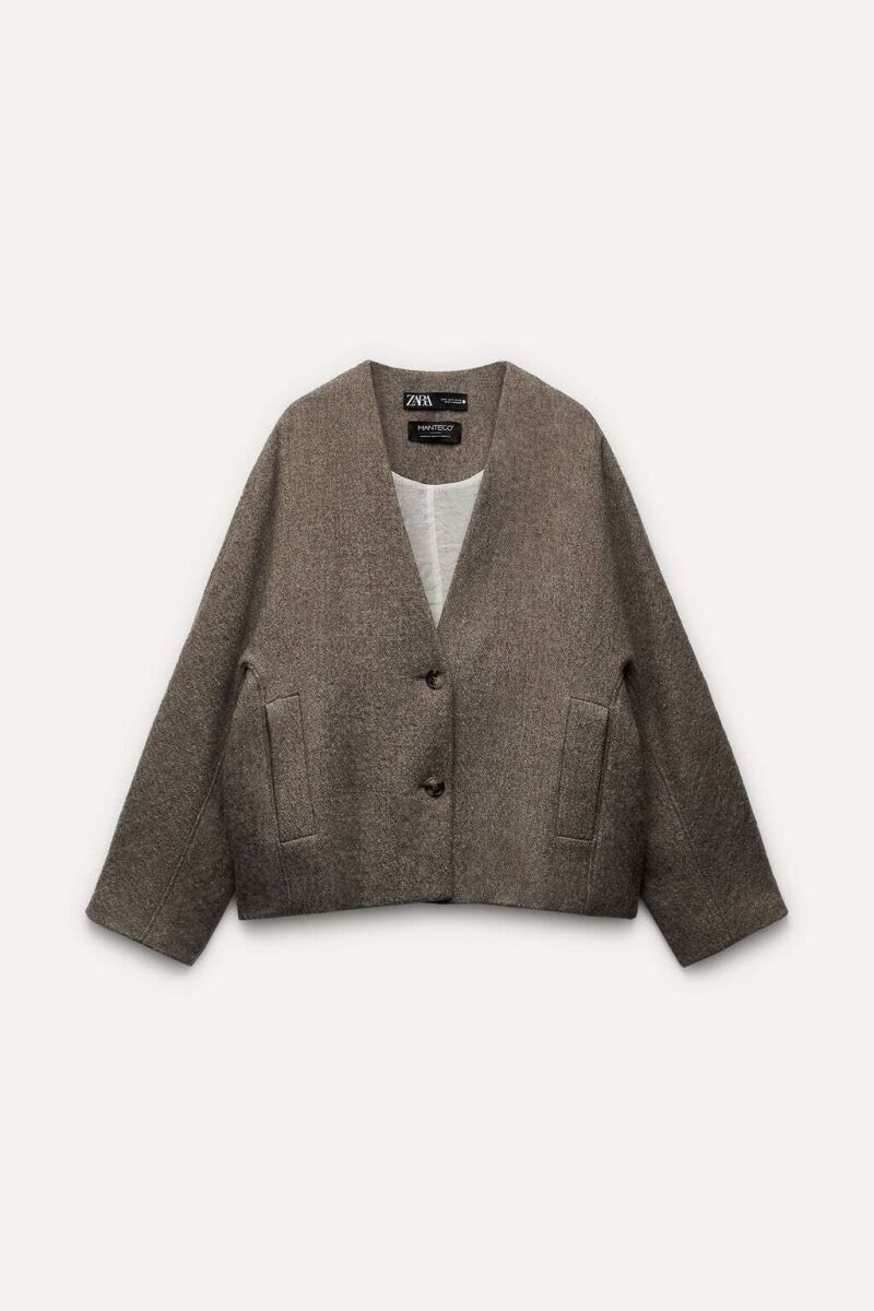 Chaqueta recta lana manteco