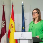 La consejera Portavoz del Gobierno regional, Esther Padilla, ha comparecido en rueda de prensa, en el Palacio de Fuensalida