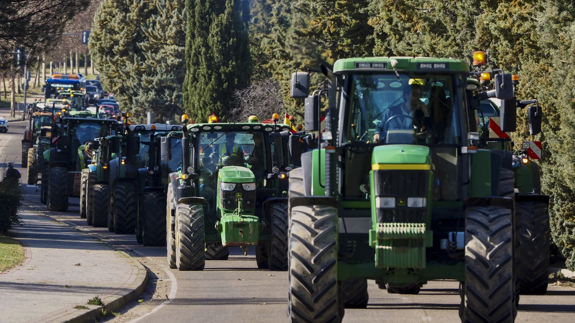 Agricultores y ganaderos durante una reciente tractorada en Valladolid