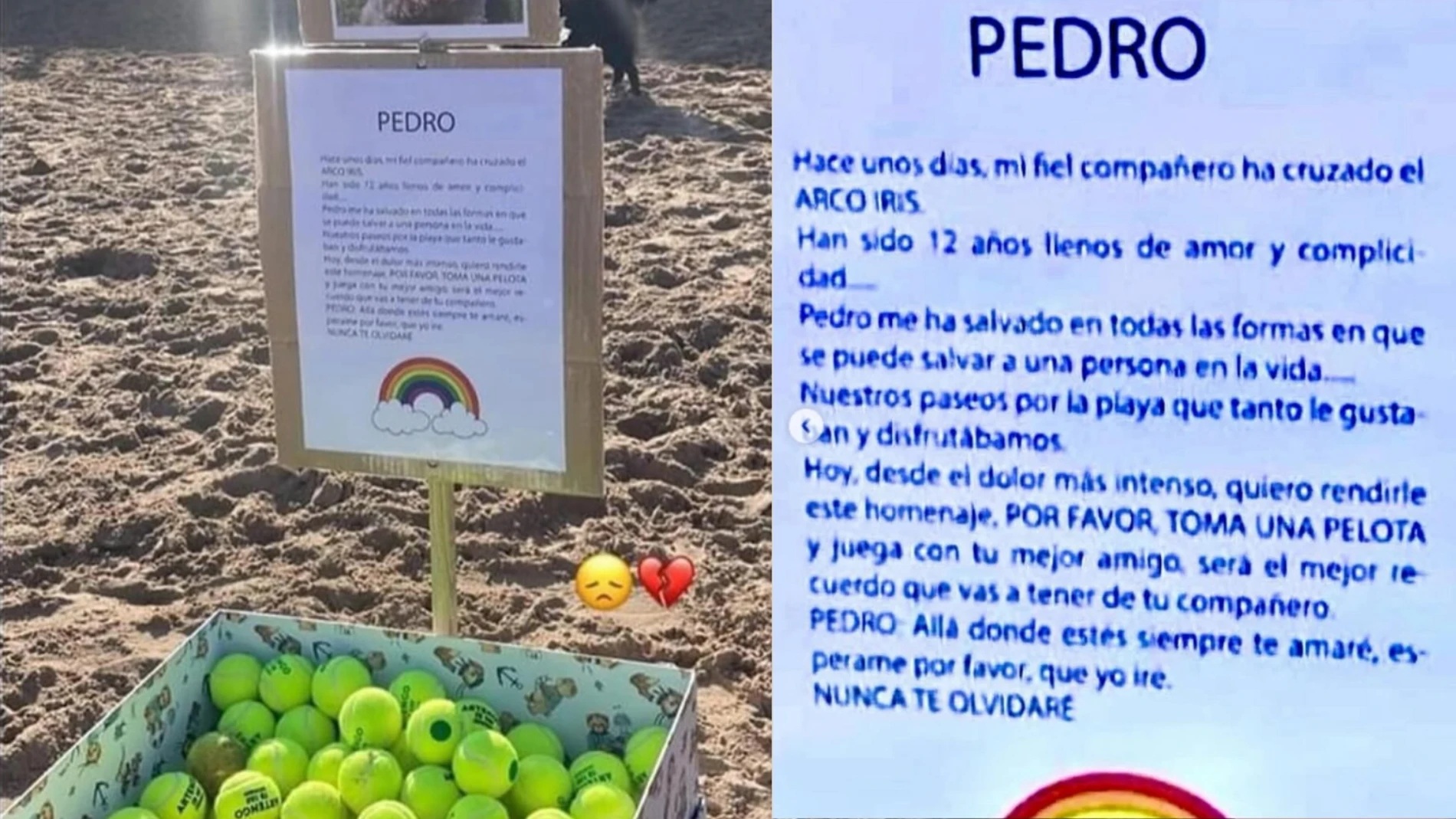 Un hombre deja una caja llena de pelotas de tenis en la playa de San Lorenzo 