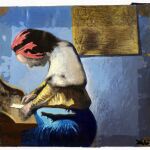 "Doble imagen con la aparición de una figura de Vermeer en la cara de Abraham Lincoln", de Salvador Dalí