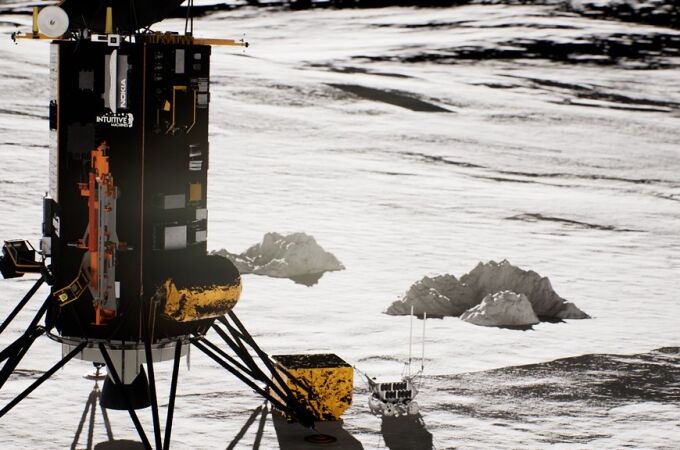 Recreación del módulo IM-1 en la superficie lunar