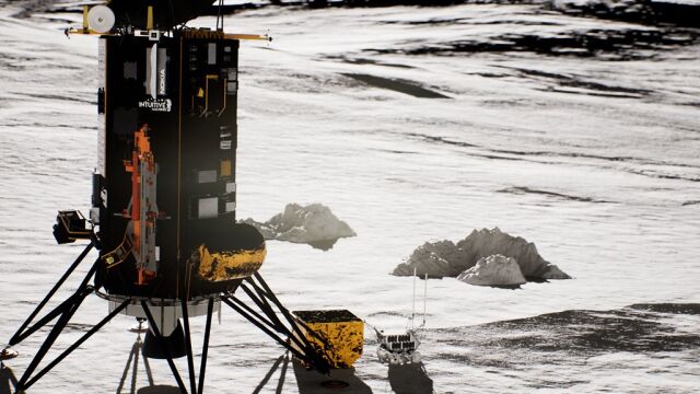 Recreación del módulo IM-1 en la superficie lunar