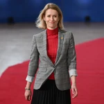 Estonia's Prime Minister Kaja Kallas arrives to attend a European Council meeting at the European headquarters in Brussels.
