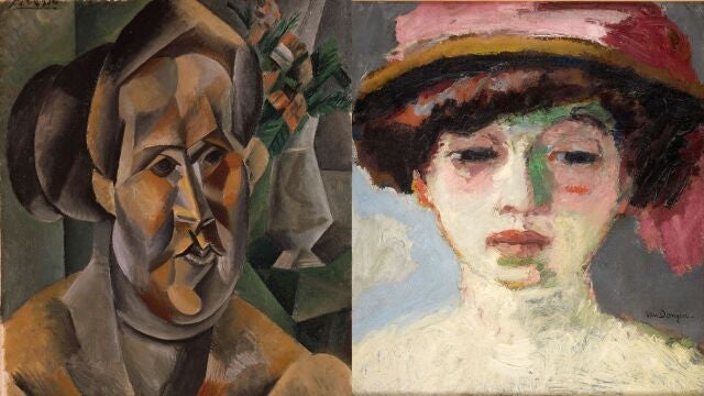 A la izquierda "Retrat de Fernande" (1909), de Pablo Picasso. A la derecha, "Retrat de Fernande Olivier"(1907), de Kees Van Dongen