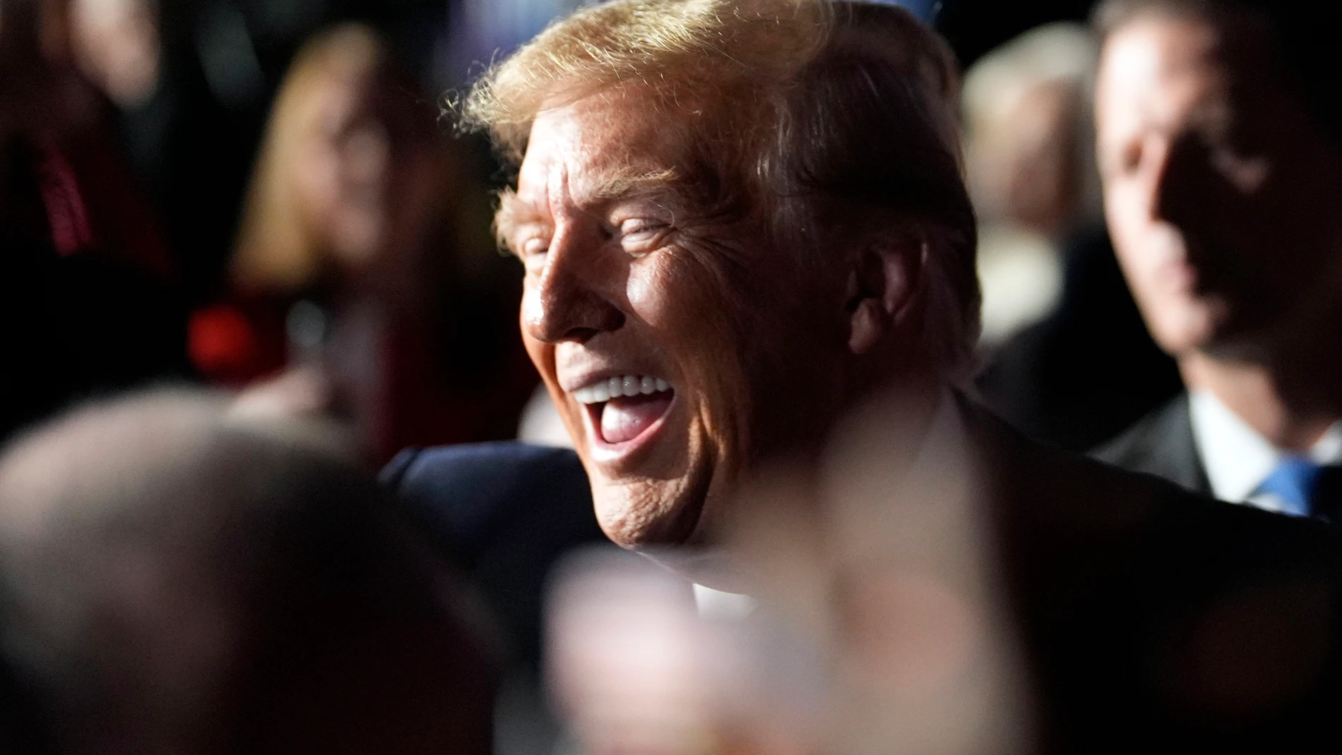 Republican presidential candidate former President Donald Trump greets people after a Fox News Channel town hall Tuesday, Feb. 20, 2024, in Greenville, S.C. (AP Photo/Chris Carlson)
