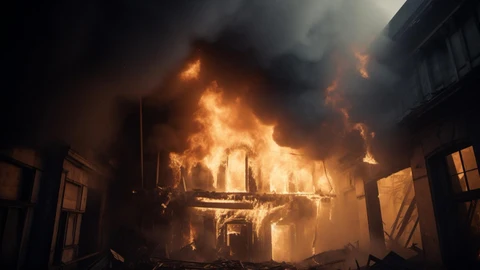 Incendio en una fábrica de fundición generador por IA