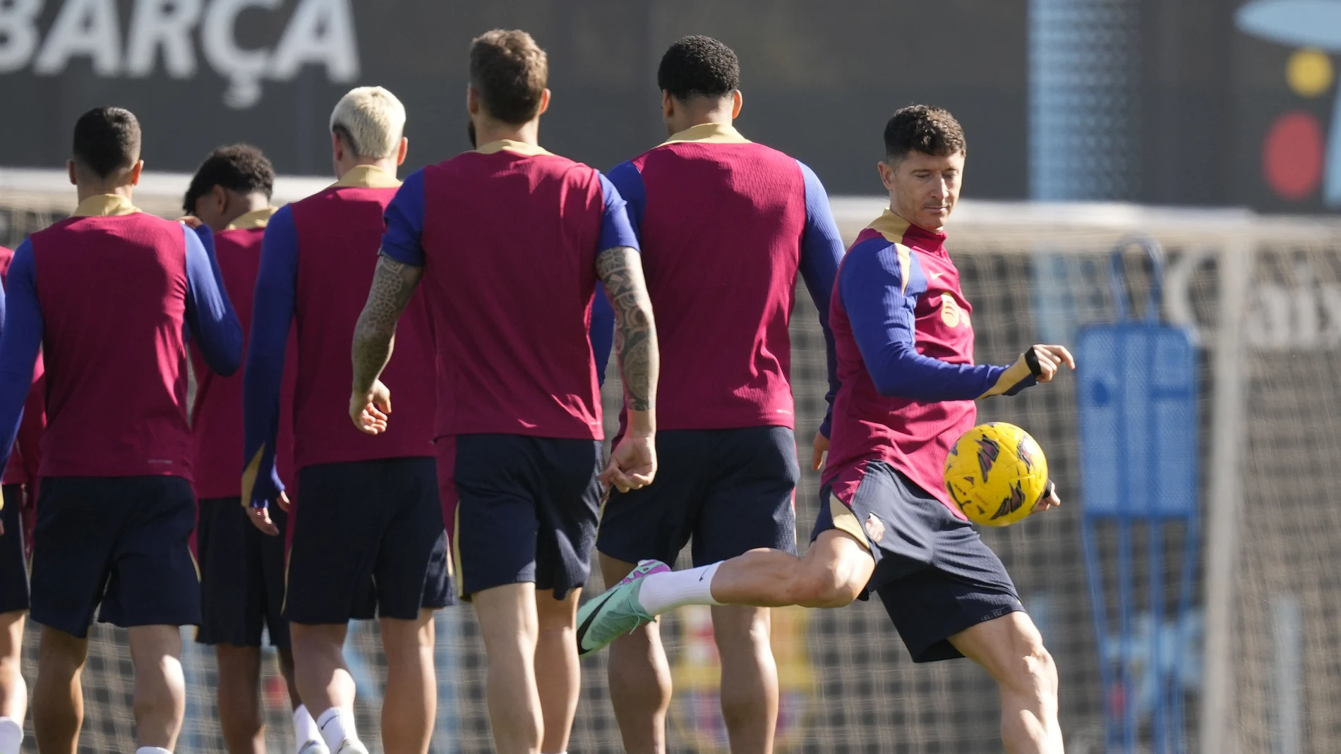 Lewandowski, en el último entrenamiento antes del Barcelona-Getafe