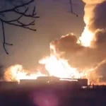 Incendio provocado por el derribo del avión ruso A-50 en la región del Azov