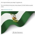 Mensaje de Pedro Sánchez, presidente del Gobierno, en sus redes sociales con motivo del Día de Andalucía.