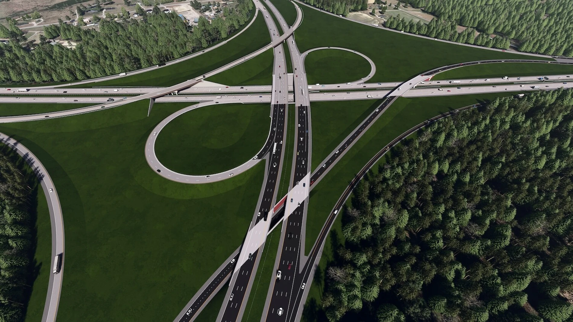 Boceto del diseño planificado para uno de los tramos que construirá Flatiron para ampliar la Triangle Expressway