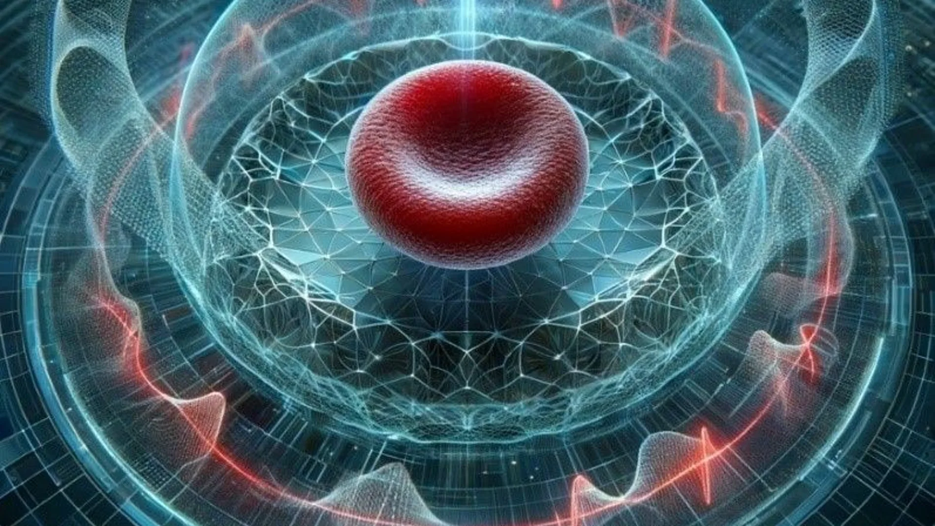 Imagen generada por IA con la evocación de un glóbulo rojo disipando calor al ambiente