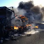 Intervención en la A-3 por el incendio de un camión