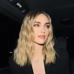 Chiara Ferragni con traje negro para su estrevista más esperada.