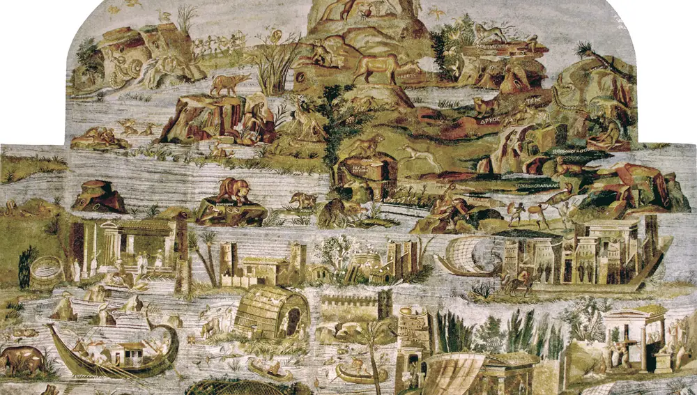Una imagen del Mosaico del Nilo en Palestrina (Italia)