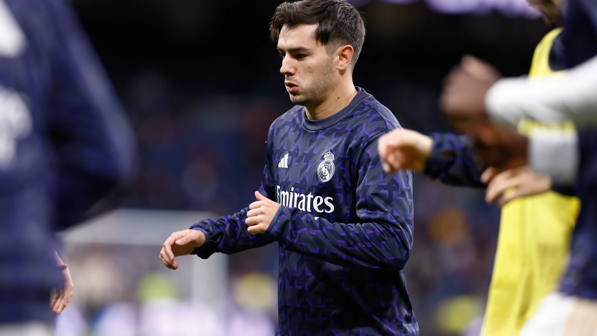 Brahim Diaz of Real Madrid warms up during the Spanish League, LaLiga EA Sports, football match played between Real Madrid and RC Celta de Vigo at Santiago Bernabeu stadium on March 10, 2024, in Madrid, Spain. AFP7 10/03/2024 ONLY FOR USE IN SPAIN