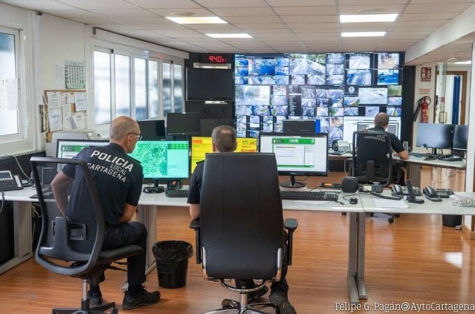 Sala de control de la Policía Local de Cartagena