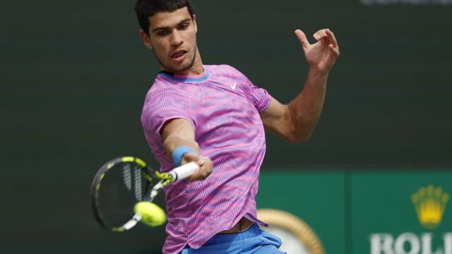 Alcaraz, en un partido en Indian Wells