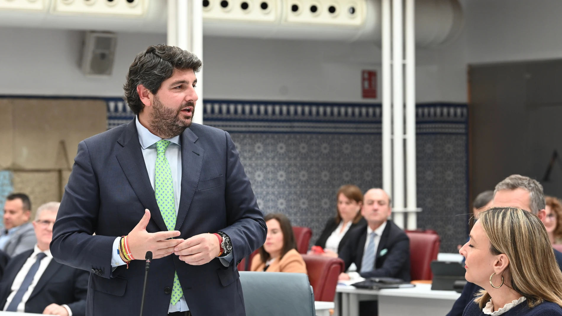 El presidente de la Región, Fernando López Miras, este miércoles durante la sesión de control en la Asamblea