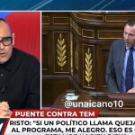Risto Mejide, encendido contra Óscar Puente: "No le voy a llamar mamporrero de Pedro Sánchez, aunque lo piense"