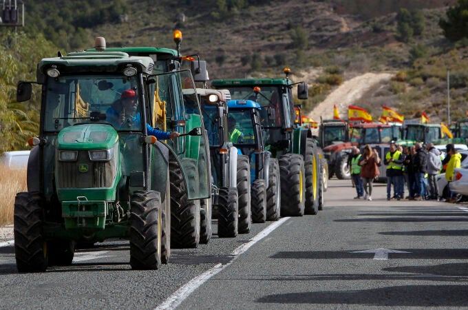 Tractores en una reciente protesta agraria