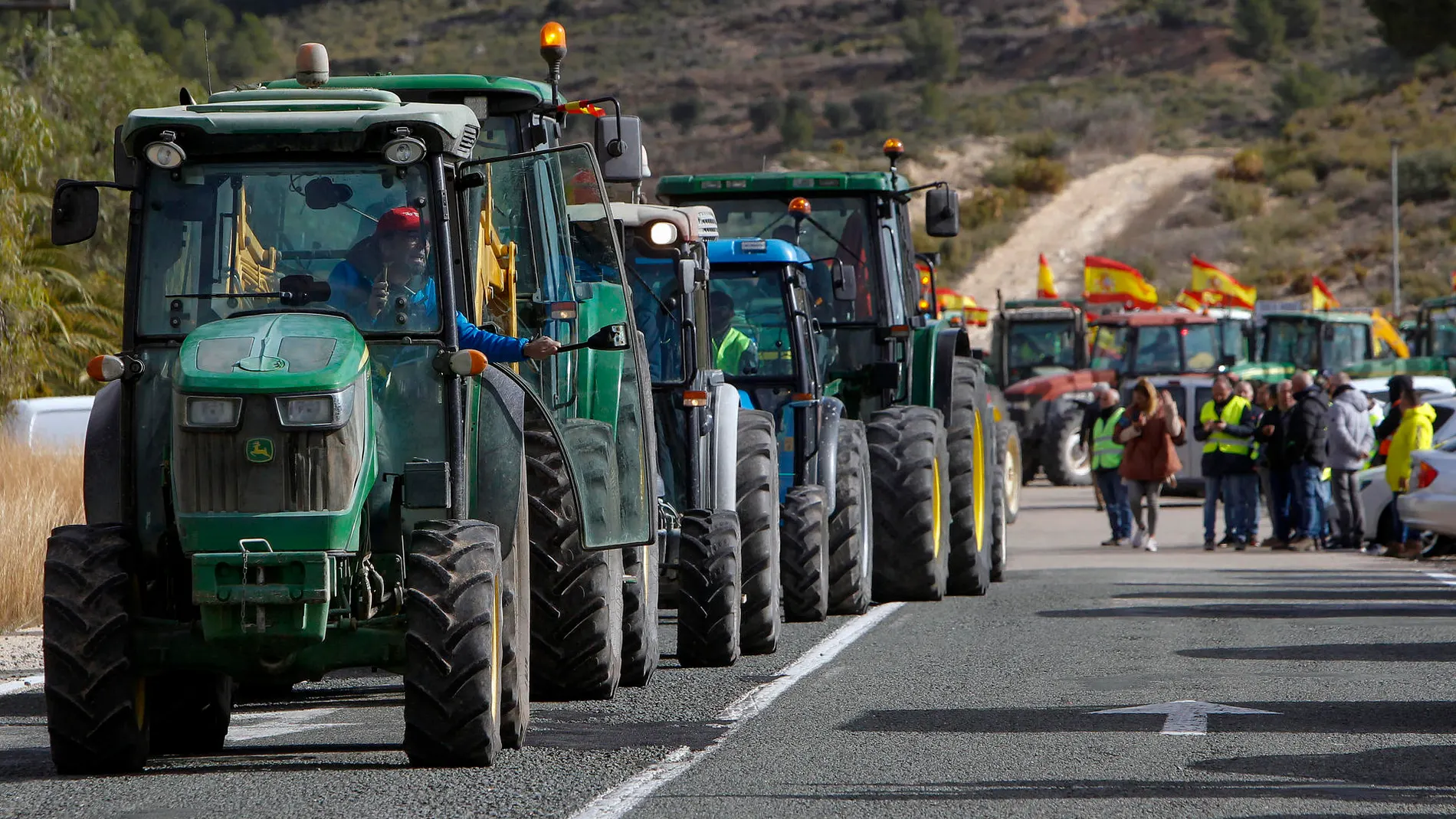 Tractores en una reciente protesta agraria