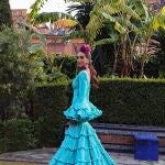 Rocío Osorno con traje de flamenca para la Feria de Abril.
