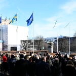 Ceremonia frente al Parlamento sueco el lunes para celebrar el ingreso de Suecia
