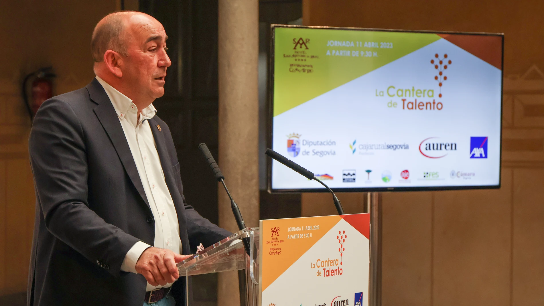 El presidente de la Diputación de Segovia, Miguel Ángel de Vicente, durante la presentación de la iniciativa
