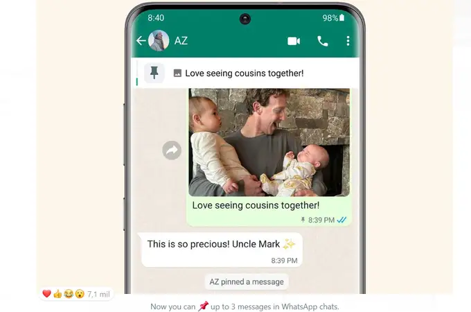 Última actualización de WhatsApp: ya puedes fijar hasta tres mensajes por chat