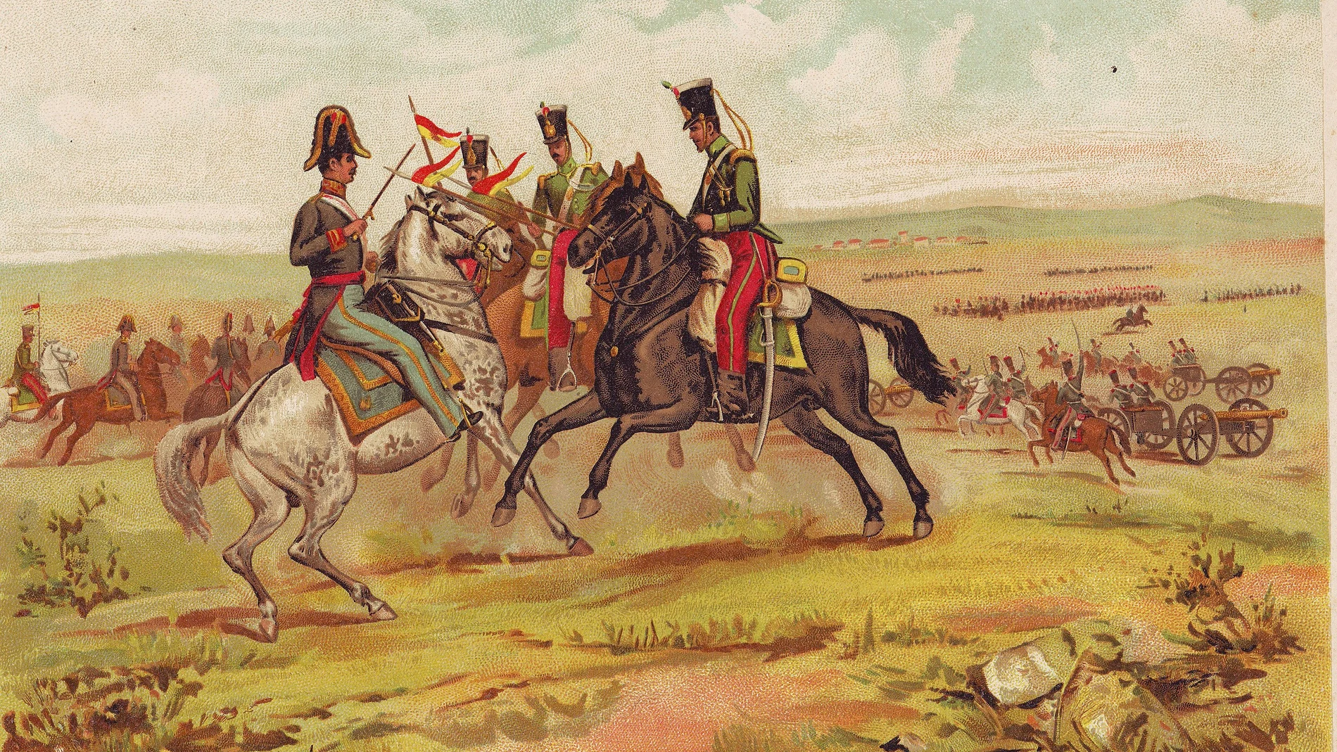 El general Antonio Seoane se defiende de las lanzas de la caballería de Narváez en la Batalla de Torrejón de Ardoz (1843) que precipitaría la caída de Espartero