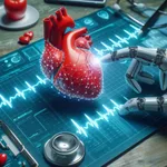 Imagen de un corazón siendo examinado creada con inteligencia artificial