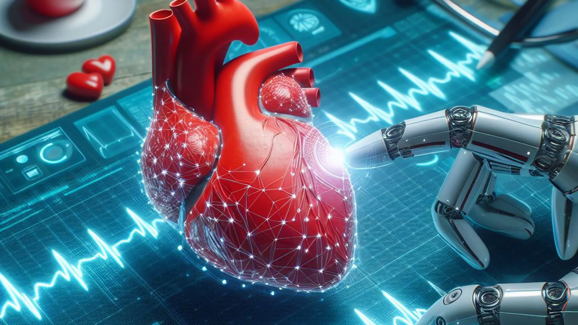 Imagen de un corazón siendo examinado creada con inteligencia artificial