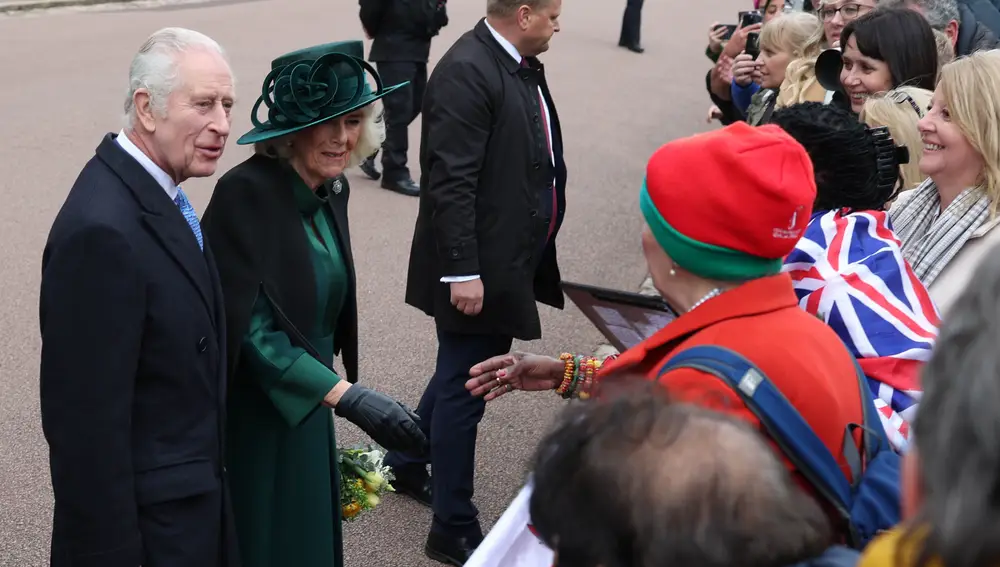 Britain's King Charles and Queen Camilla attend Easter service