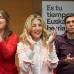 Yolanda Díaz participa en un acto electoral de Sumar en Vitoria