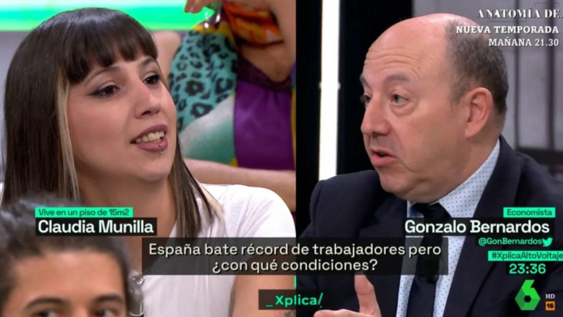 Claudia Munilla junto a Gonzalo Bernardos en 'La Sexta Xplica'