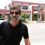 Spanish actor Rodolfo Sancho, father of Spanish chef Daniel Sancho Bronchalo, leaves after visiting his detained son at a prison in Koh Samui island