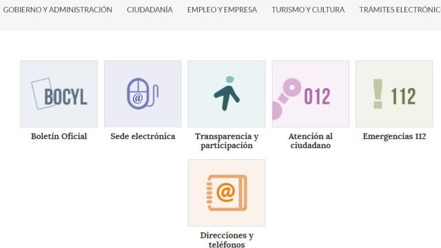 Imagen de la página principal de la Junta de Castilla y León