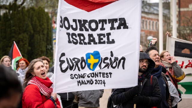 People protest in Malmo against Israel's participation in Eurovision Song Contest 2024