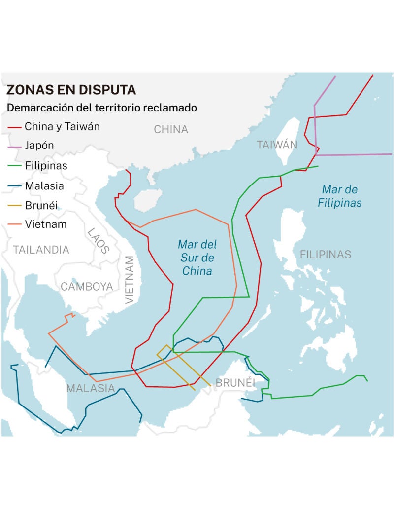 Zonas en disputa Mar del Sur de China