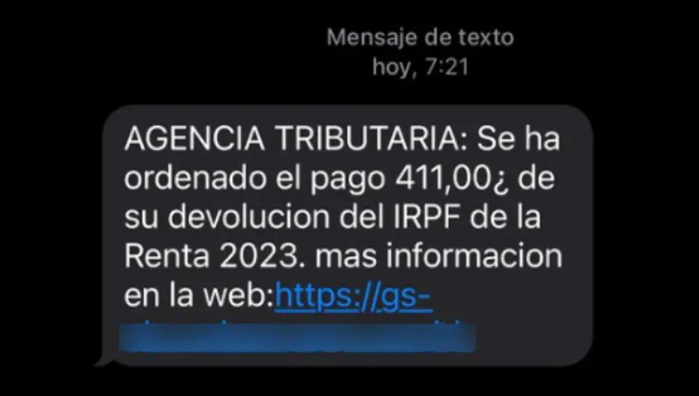 Uno de los SMS de la campaña detectada por el INCIBE.