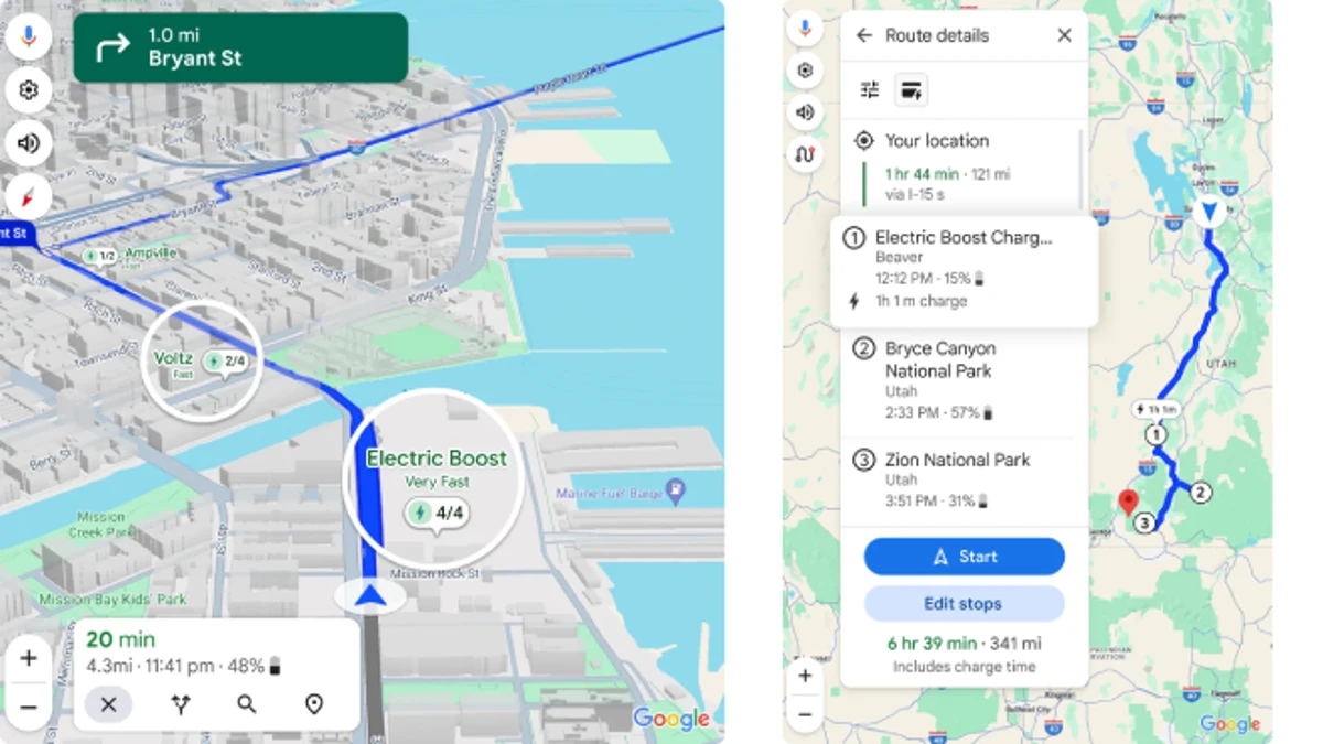 Google Maps usa la IA para mejorar el soporte para coches eléctricos: estas son las novedades