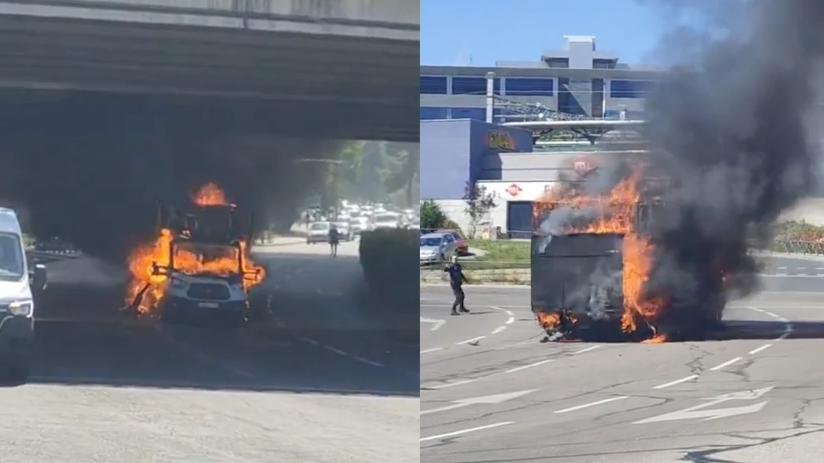 Un camión envuelto en llamas recorre un tramo de la M-11 sin conductor