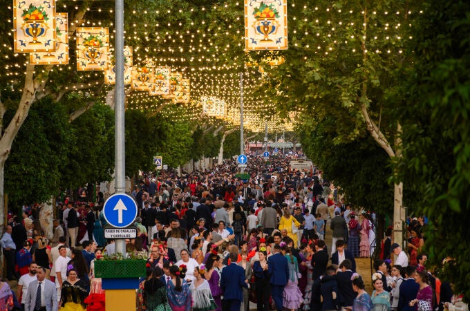 Fotografía de las calles del Real de la Feria de Abril de Sevilla este miércoles por la tarde