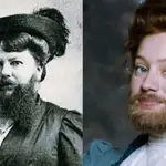 En la imagen de arriba, Nadia Tereszkiewicz interpreta en la película «Rosalie» a Clémentine Delait (izquierda), quien poseía una robusta barba