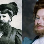 En la imagen de arriba, Nadia Tereszkiewicz interpreta en la película «Rosalie» a Clémentine Delait (izquierda), quien poseía una robusta barba