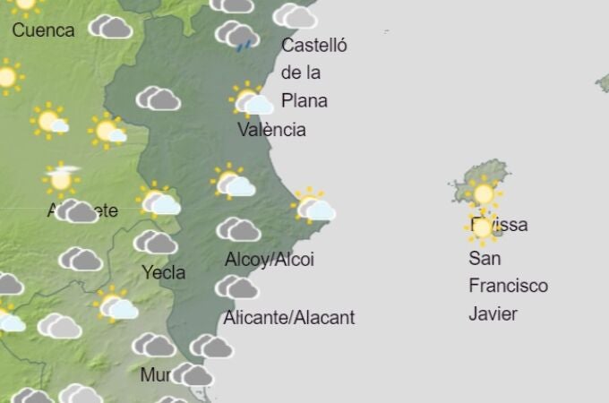 La Comunitat Valenciana amanece con nubes bajas, posibles lluvias débiles en el litoral y termómetros en descenso