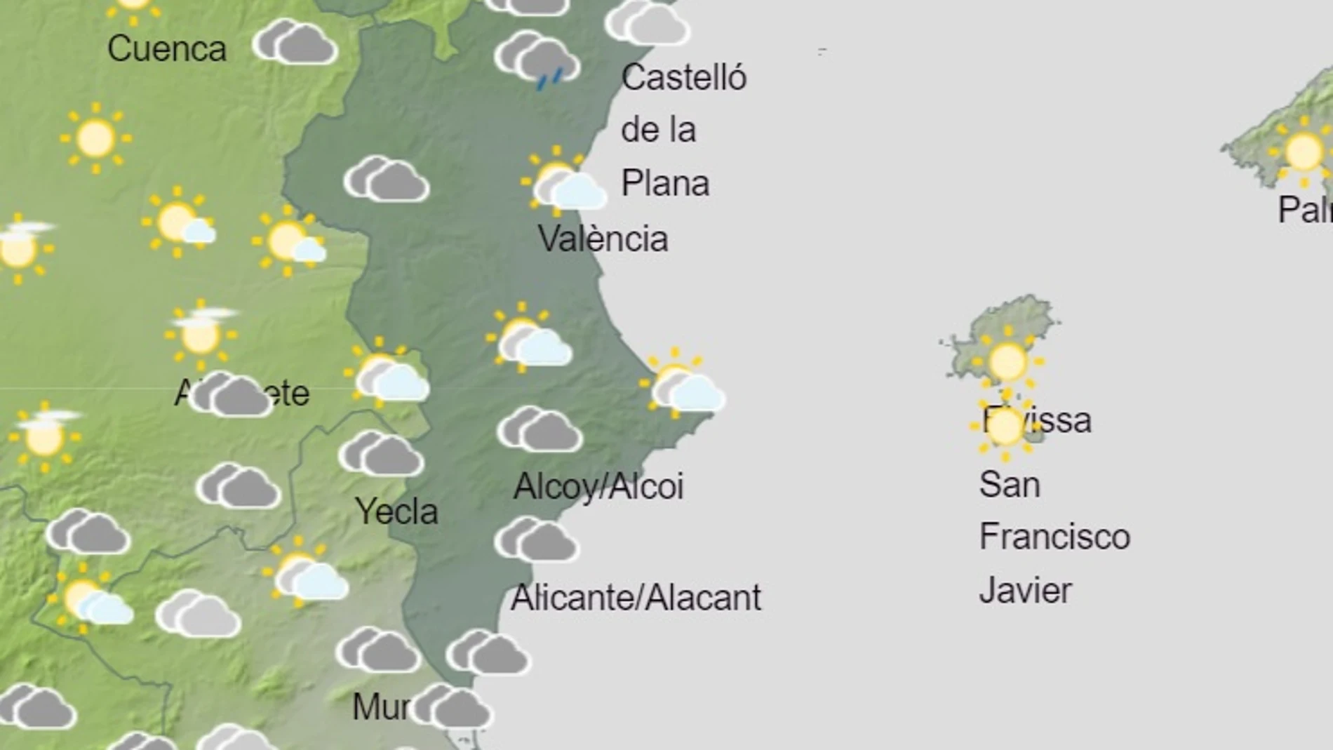 Mapa del tiempo en la Comunitat Valenciana del viernes 19 de abril AEMET 19/04/2024