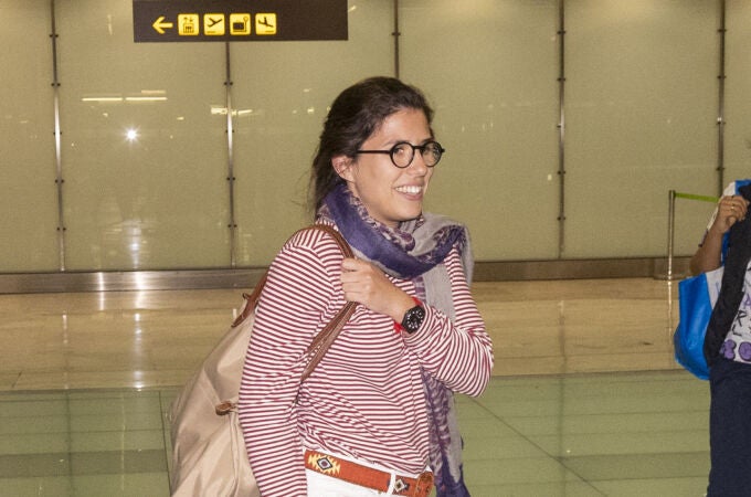 Teresa Urquijo en el aeropuerto